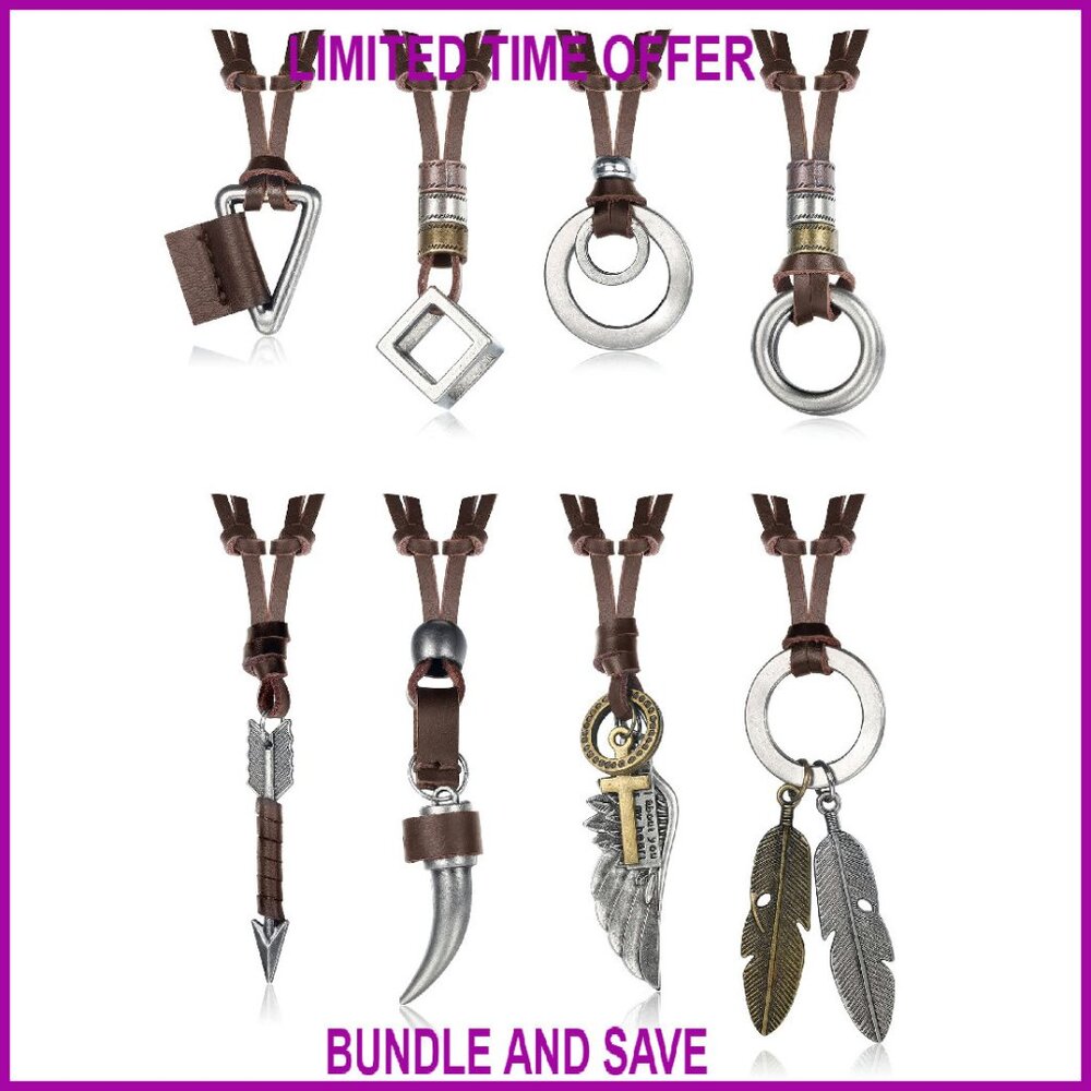 Leather Statement Necklace Set With Adjustable Le… - image 1